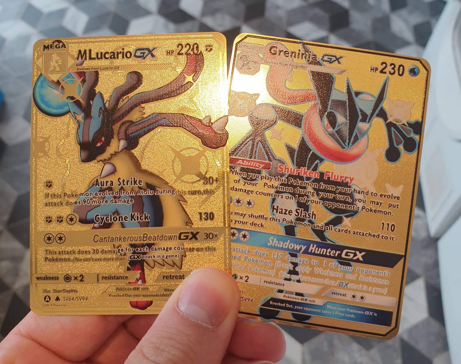 2x Gold Mega Lucario GX & Shiny Greninja GX EX Pokemon Cards Etsy