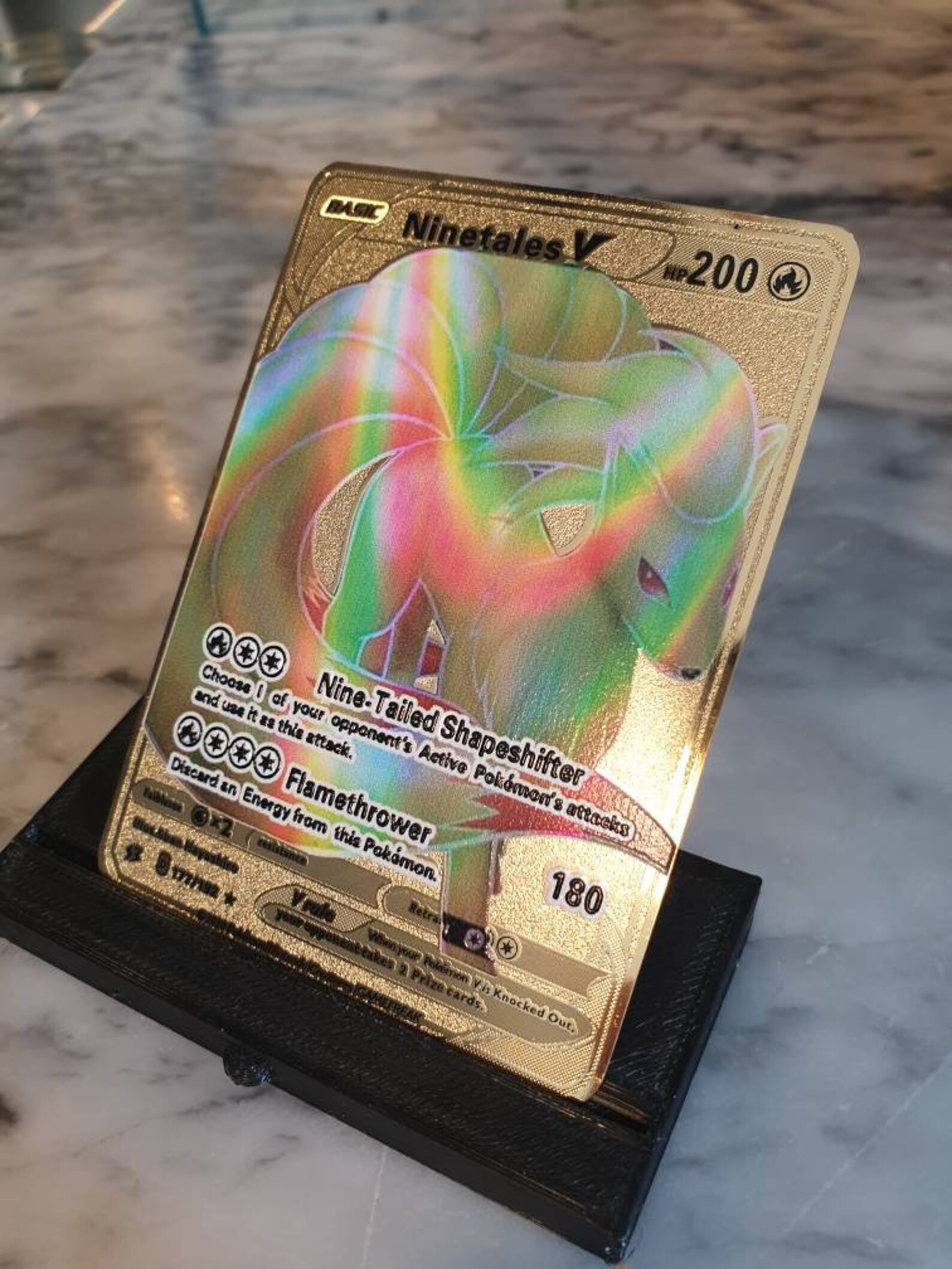 GOLD Ninetales V Pokemon Card Hyper Rare Vmax Metal Rebel - Etsy