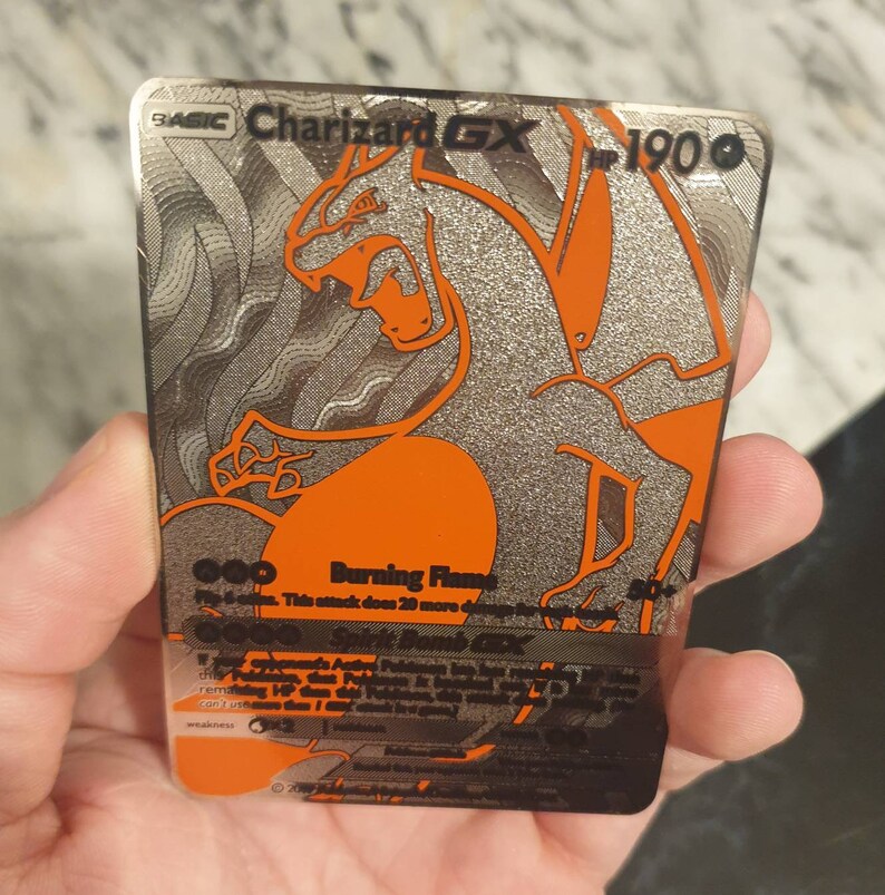 Silber Charizard GX METALL Pokemon Karte 3d Mega seltene | Etsy