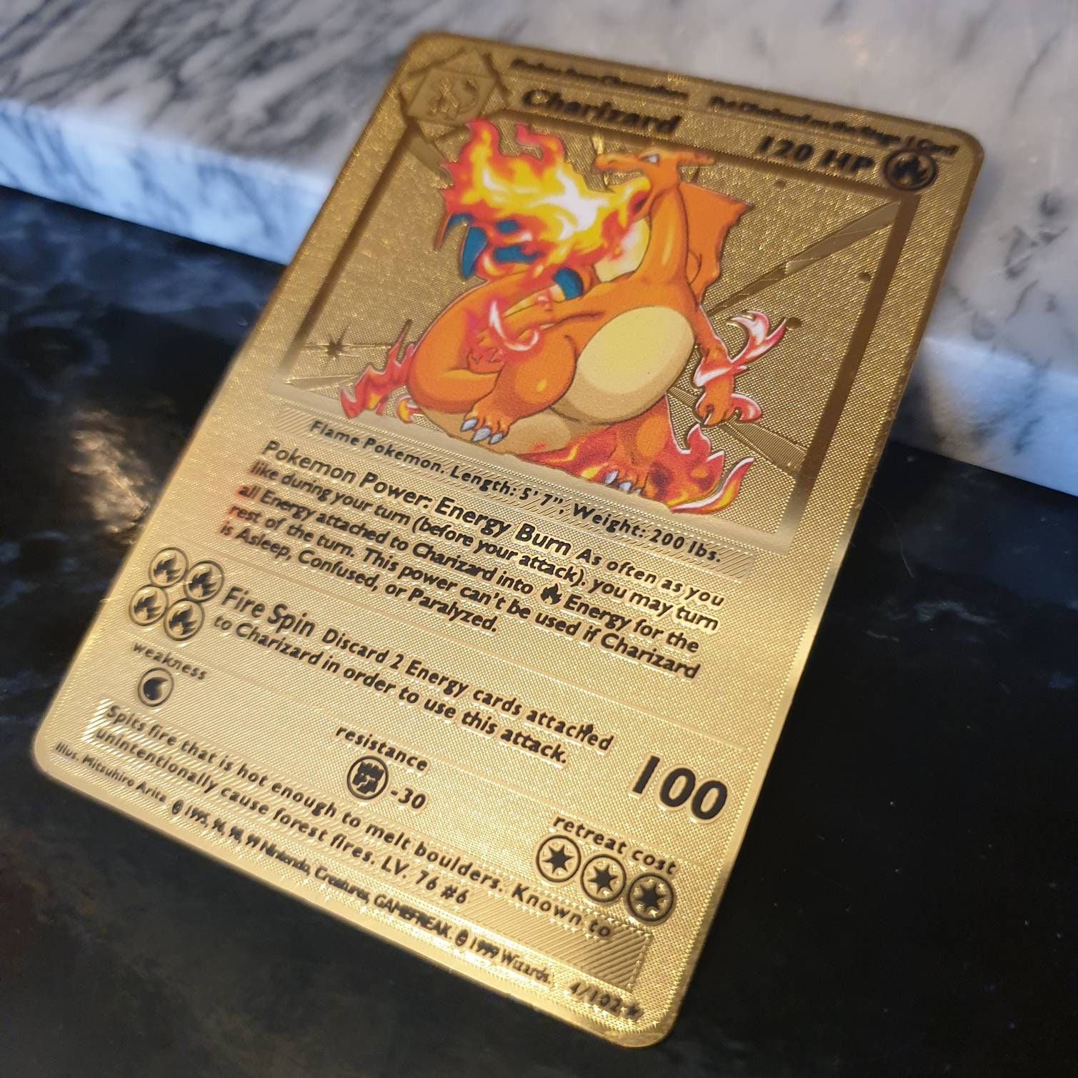 Gold Metal Pokemon Cards Alternate Art Energy Burn Charizard 