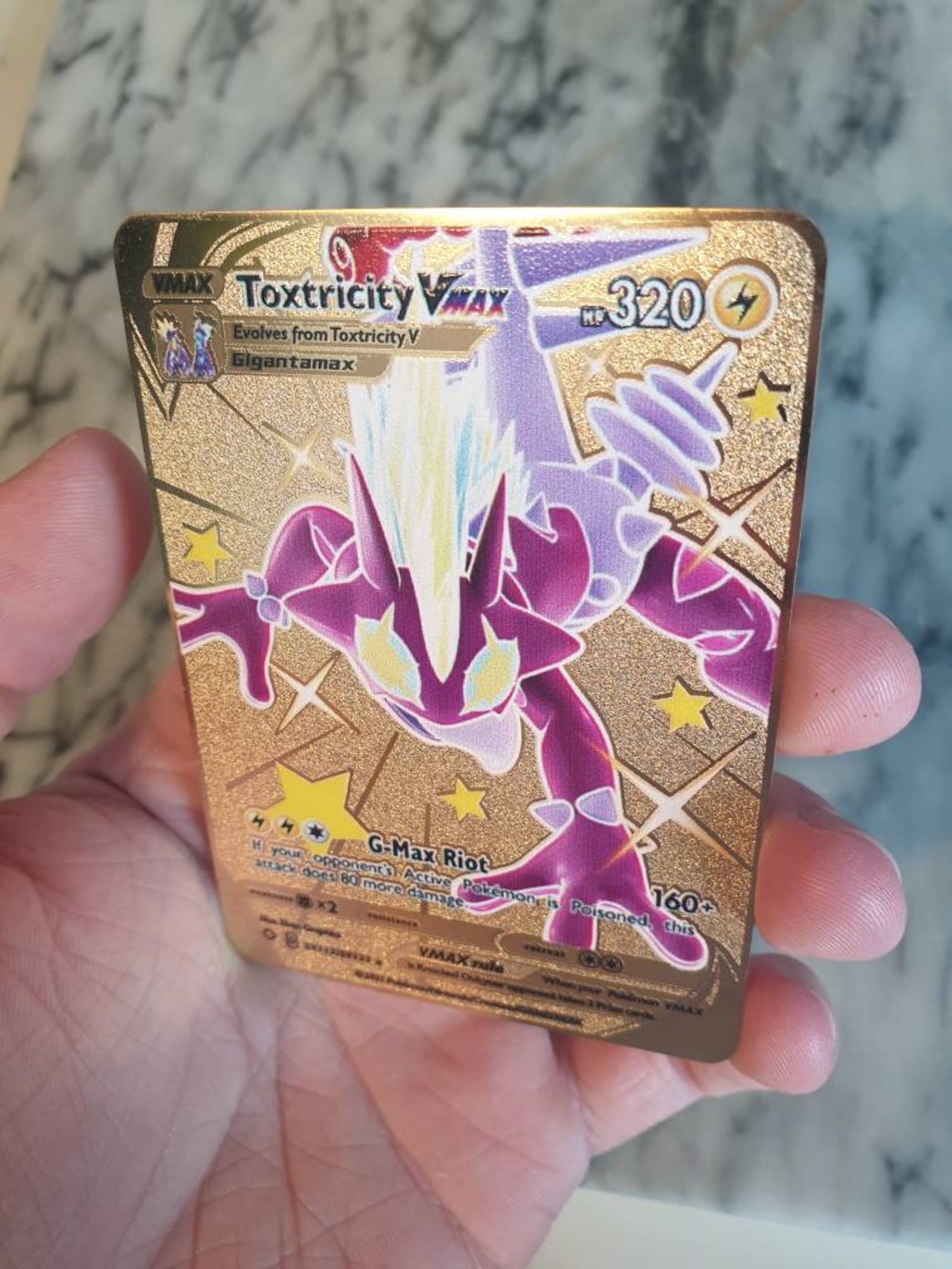 GOLD Shiny Toxtricity Vmax Pokemon Card Secret Ultra Rare | Etsy