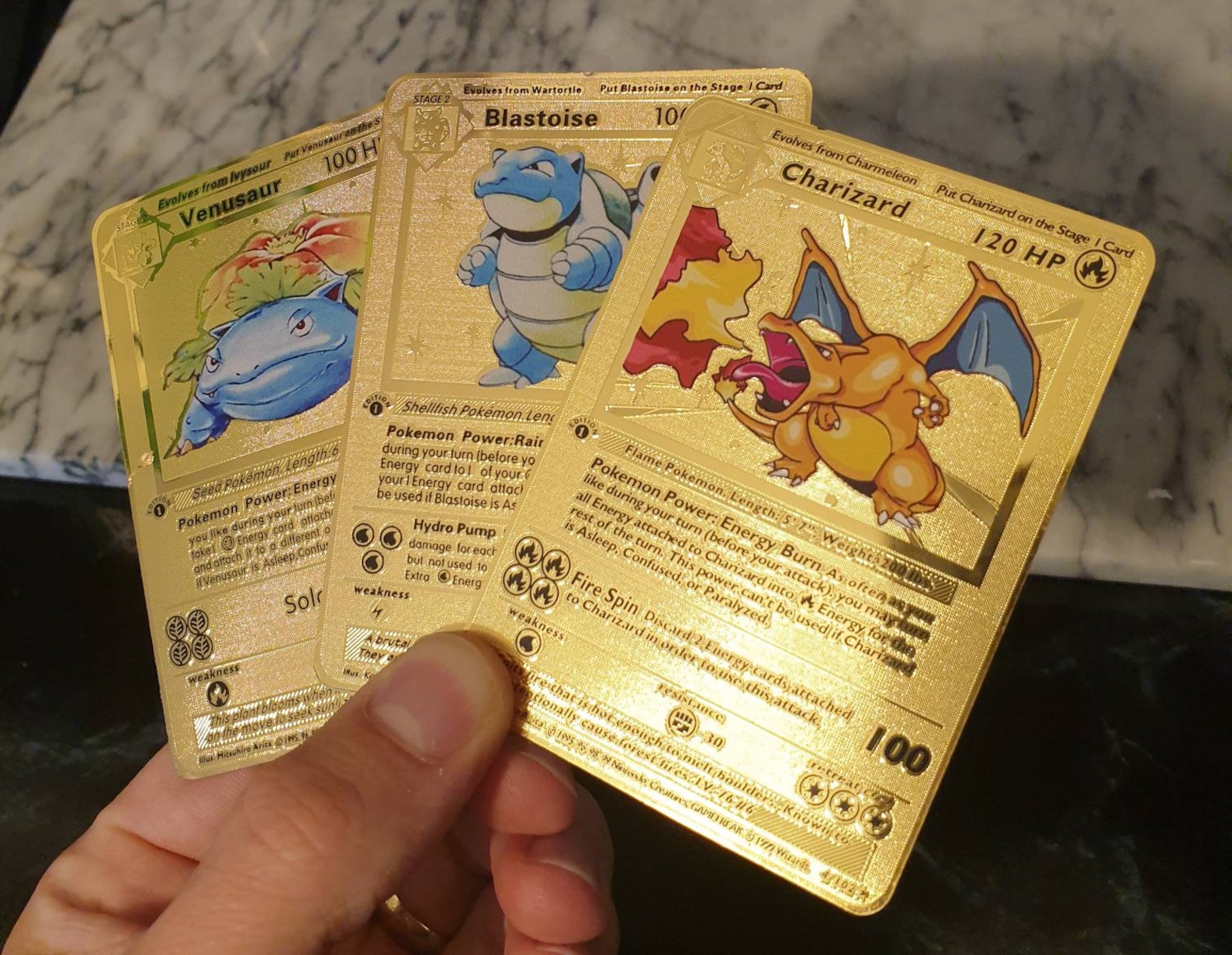 Gold 1st First Edition Charizard Blastoise Venusaur Pokemon Etsy