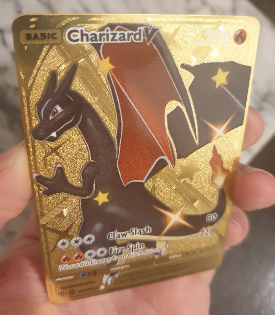 GOLD Shiny Charizard V Pokemon Card METAL Champions Path Etsy UK