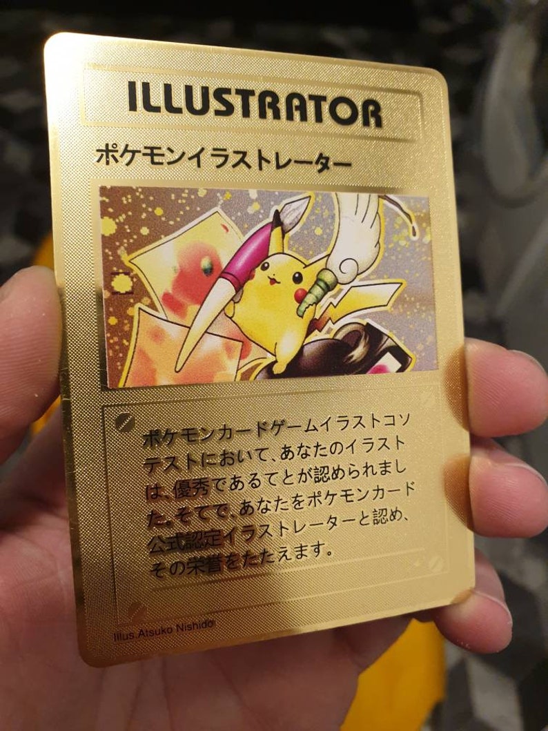 Illustrator Pikachu Pokemon Card Gold Metal Custom Made