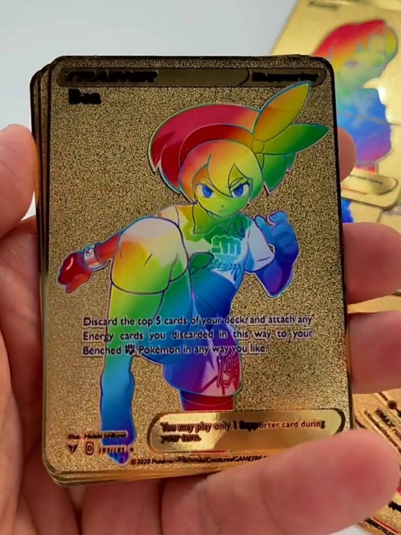 GOLD Rainbow Trainer Pokemon Cards Secret Ultra Rare 192/185 Etsy