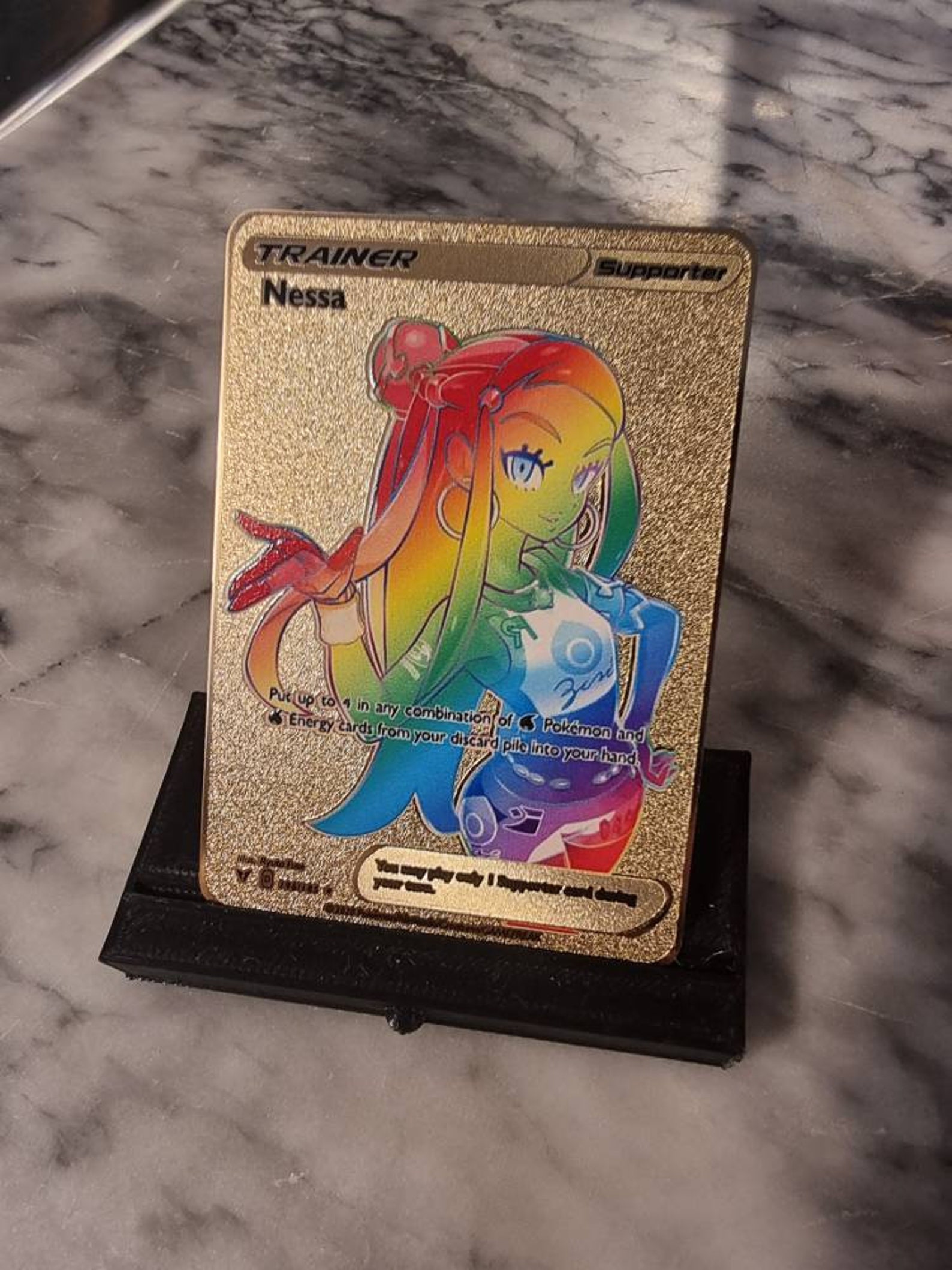 GOLD Rainbow Nessa Trainer Pokemon Card Secret Ultra Rare | Etsy