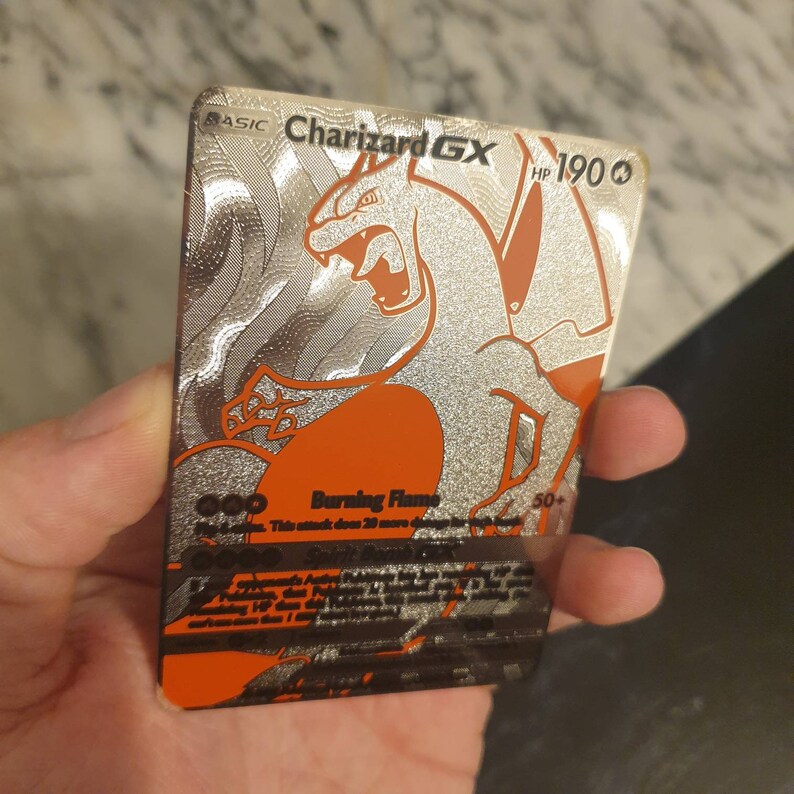 Silber Charizard GX METALL Pokemon Karte 3d Mega seltene | Etsy