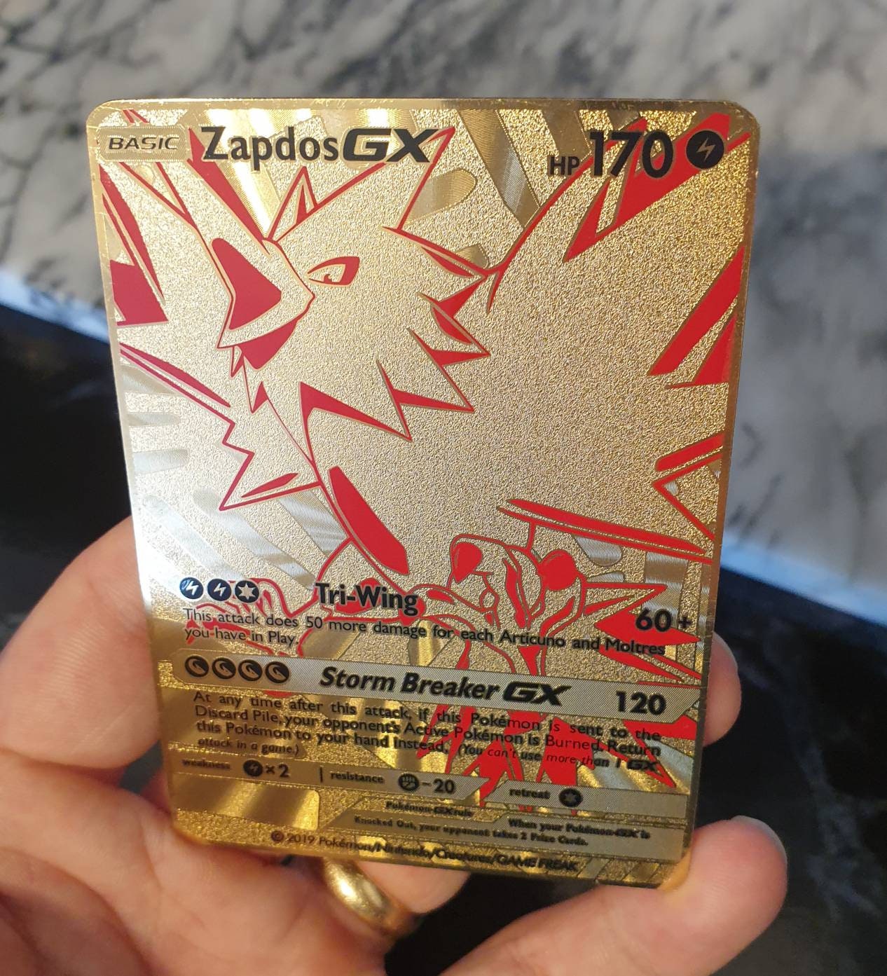 Zapdos Pokemon Card GX Base Set Custom Made Gold Galar V Vmax Etsy