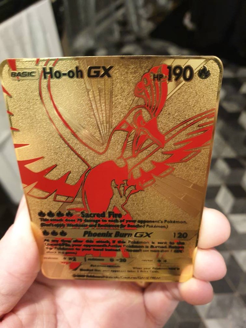 GOLD METAL Ho Oh Pokemon Card Shadow Pokemon Go Ho-oh GX Full | Etsy