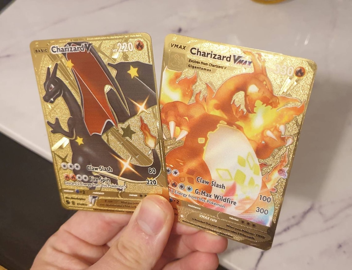 GOLD Shiny Charizard Vmax V METAL Champions Path Rainbow Rare | Etsy