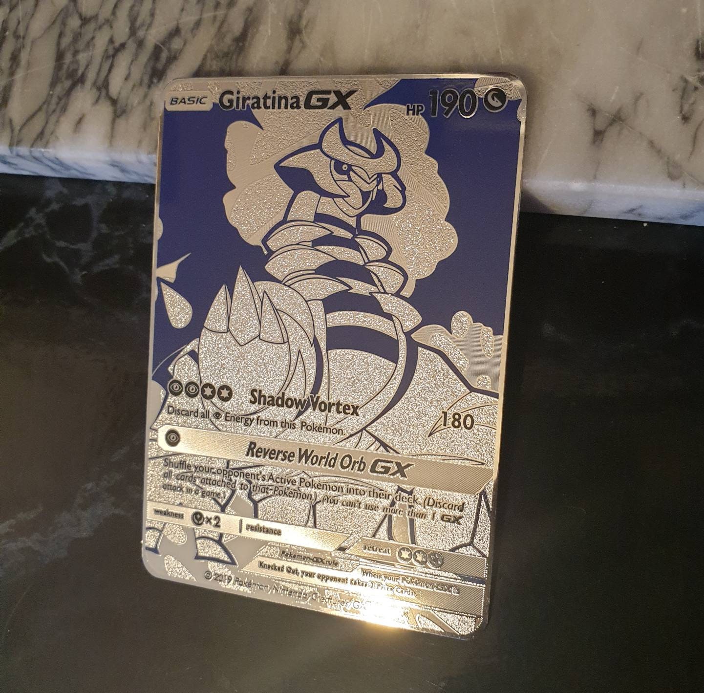 Gold Shiny Giratina Pokemon Go Card Gx Ex Full Art Metal Etsy