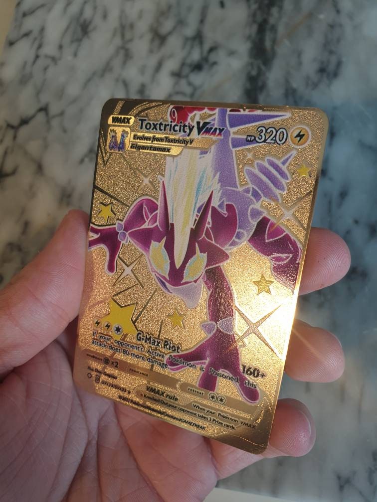 Gold Shiny Toxtricity Vmax Pokemon Card Secret Ultra Rare Etsy