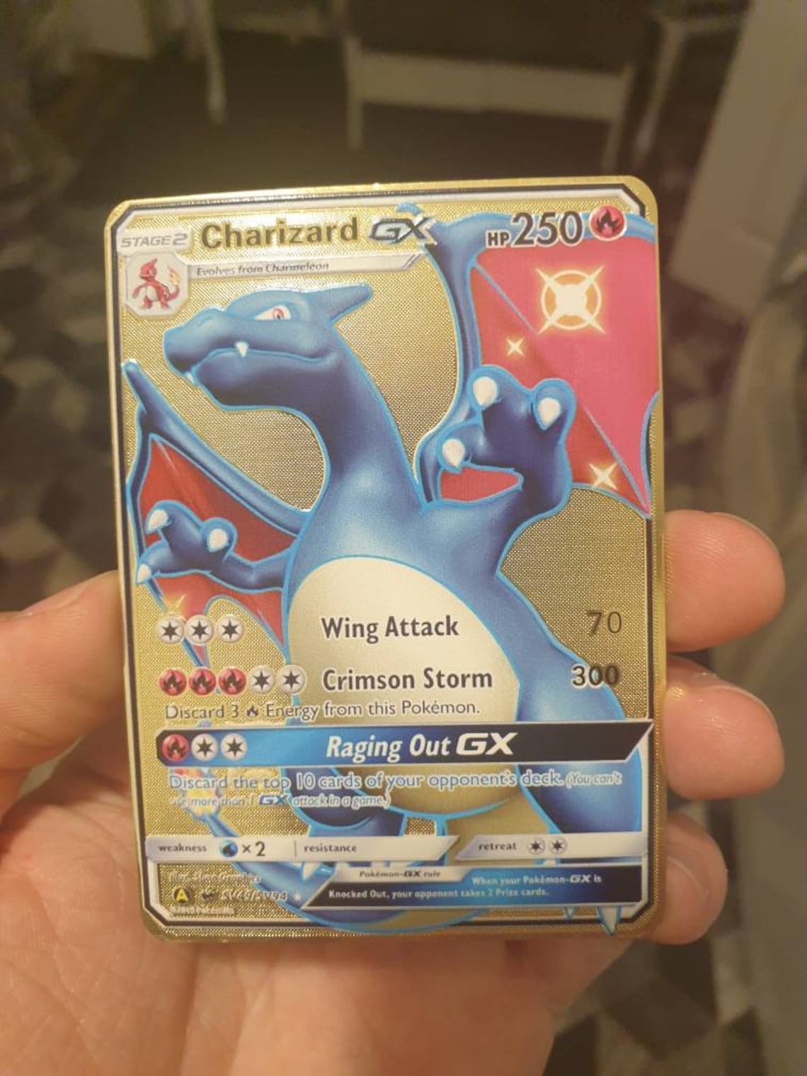 Gold Shiny Charizard GX Pokemon Card Metal Hidden Fates Etsy UK