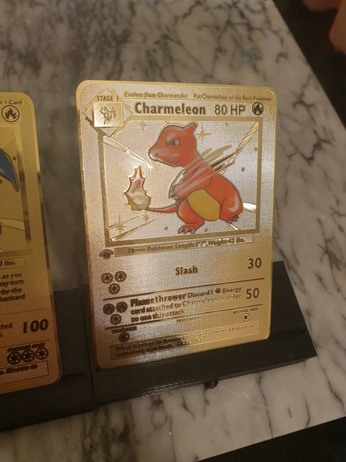 Gold 1st First Edition Charmander Charmeleon Charizard Pokemon Etsy