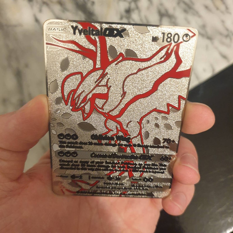 Silver Yveltal GX METAL Pokemon Card 3d Mega Rare Custom Made | Etsy