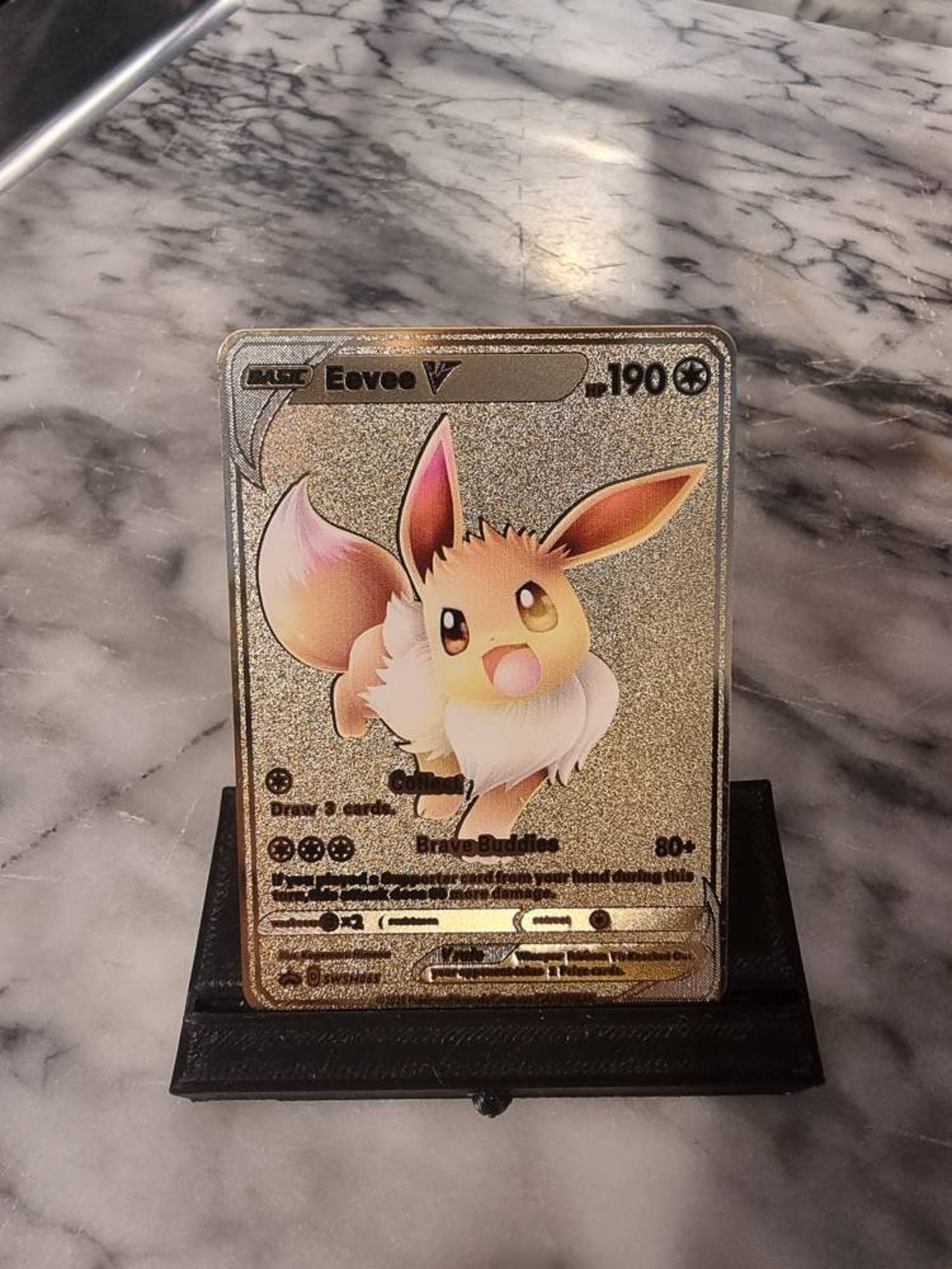 GOLD Eevee Metal Pokemon Card Metal Cute Anniversary Love I | Etsy