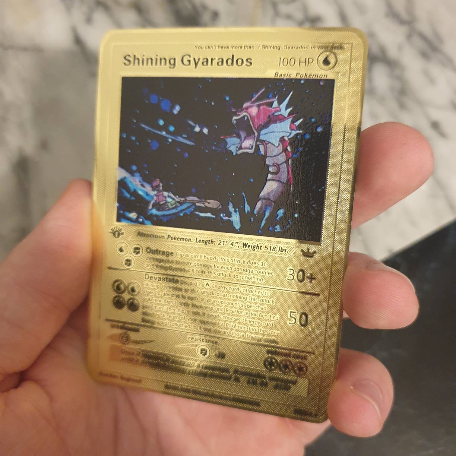 Gold Red Gyarados Card Metal Custom Pokemon Card 65 64 Neo Etsy