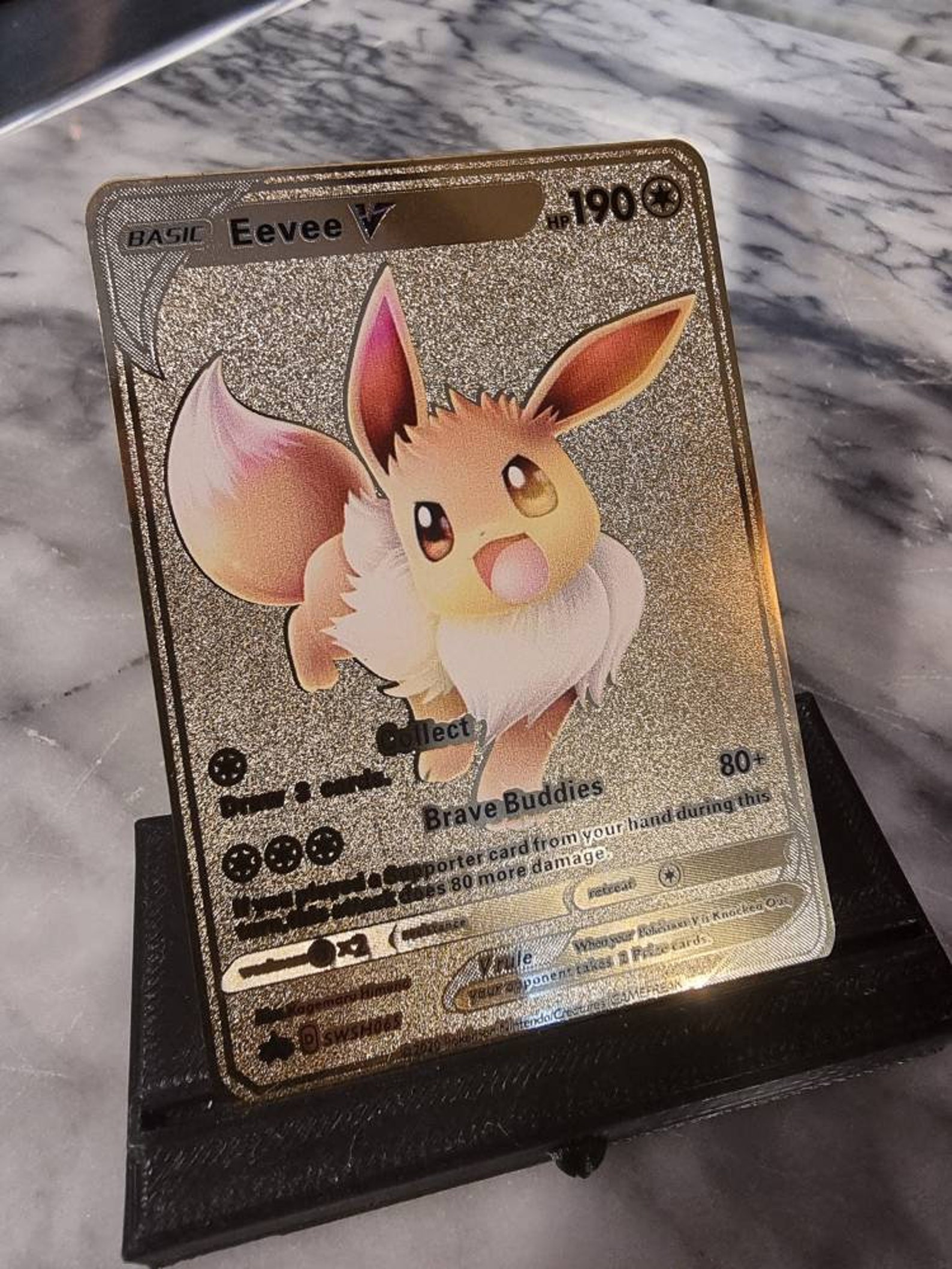 GOLD Eevee Metal Pokemon Card Metal Cute Anniversary Love I | Etsy