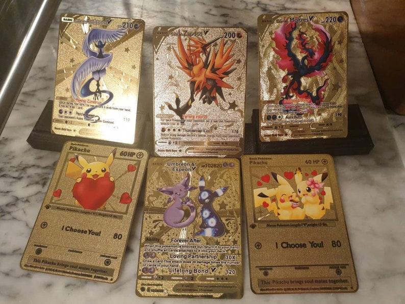 thumbnail image 2 of Shiny Gold Metal Pokémon Card - High HP 2512 - Unique Gift For Collectors 2 of 6