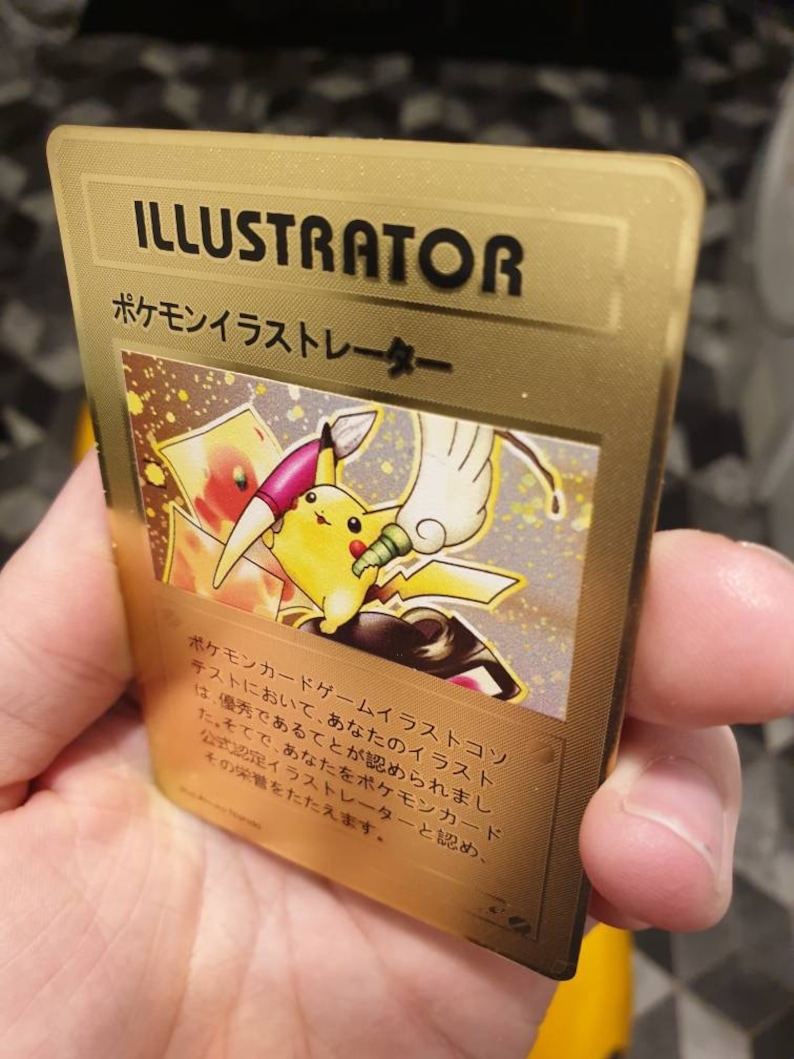Illustrator Pikachu Pokemon Card Gold Metal Custom Made
