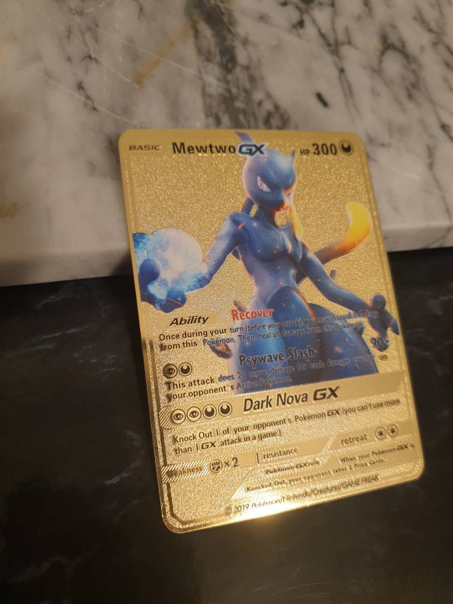 Metal Gold Shadow Mewtwo GX Custom Pokemon Go Card Amiibo Etsy