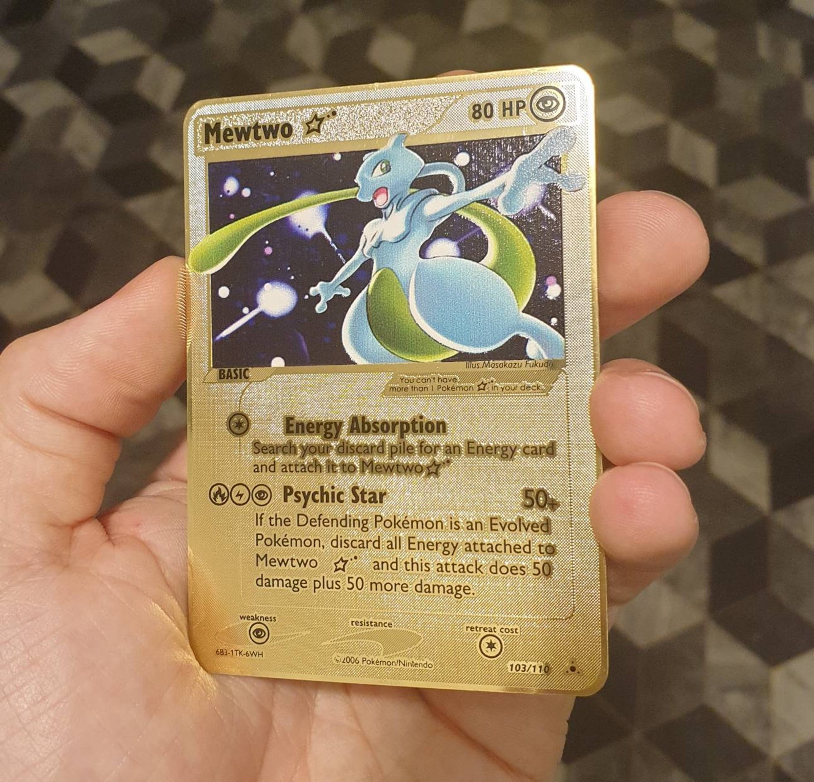 Gold Shiny Mewtwo Pokemon Card Base Set Gold Star Custom Metal Etsy