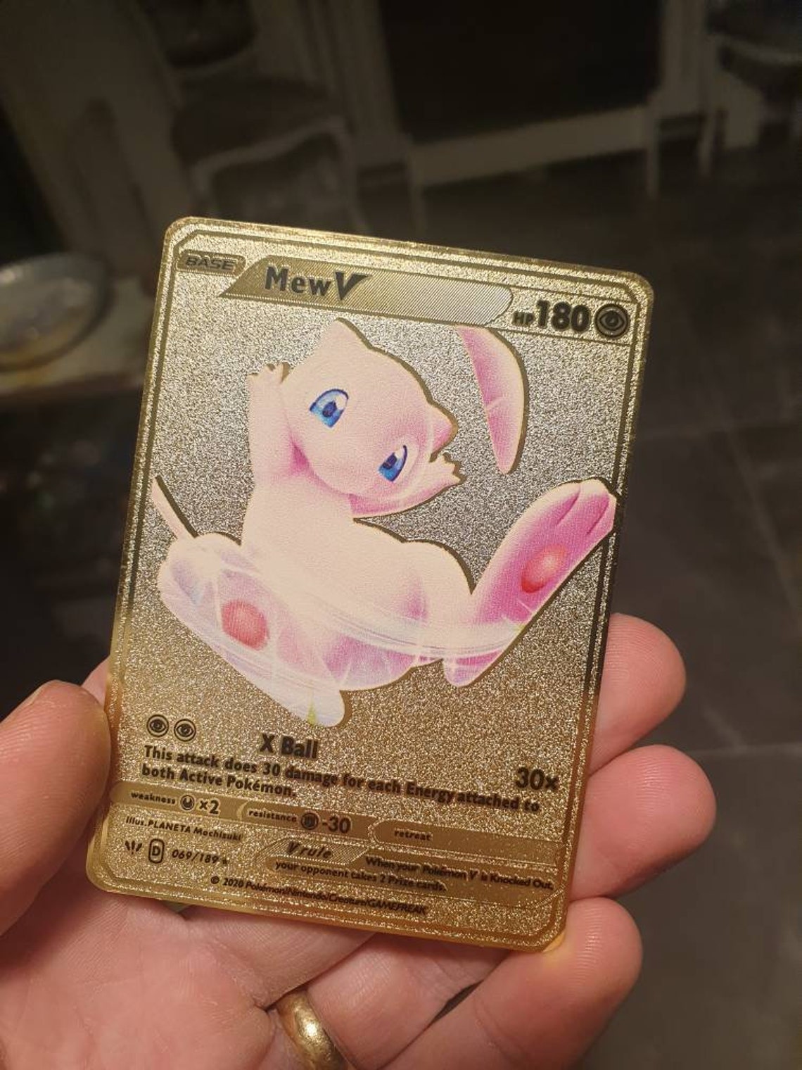 Gold Mew V Metal Cute Pokemon Card 069/189 Darkness Ablaze Etsy