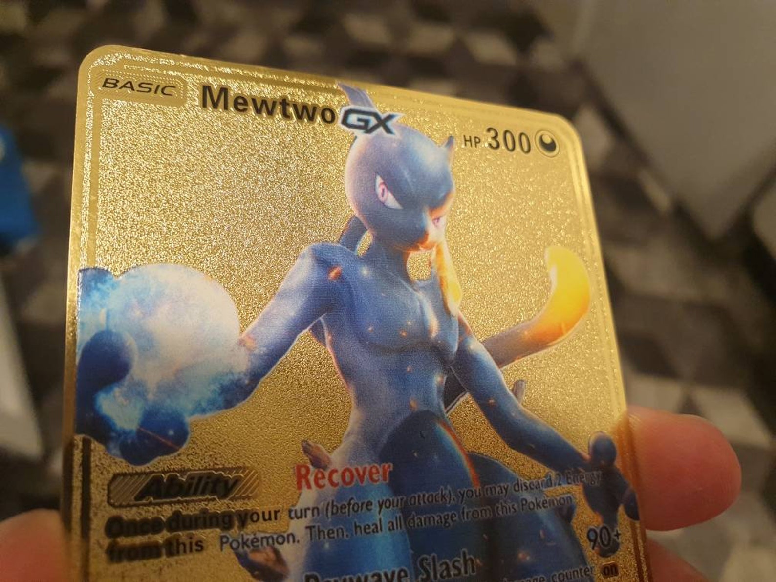 Metal Gold Shadow Mewtwo GX Custom Pokemon Go Card Amiibo Etsy