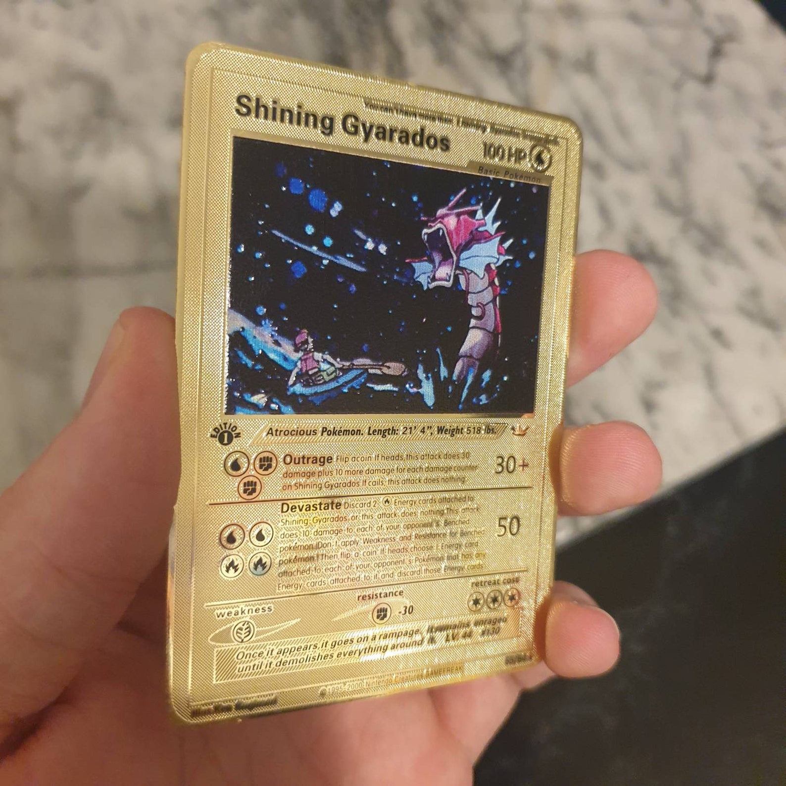 Gold Red Gyarados Card Metal Custom Pokemon Card 65/64 Neo | Etsy