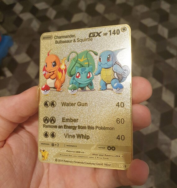 Card Games Games Puzzles Toys Games Gold Charmander Metal Pokemon 