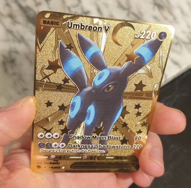 METAL GOLD Shiny Umreon V Gmax Gigantamax Dynamax Pokemon Card Etsy