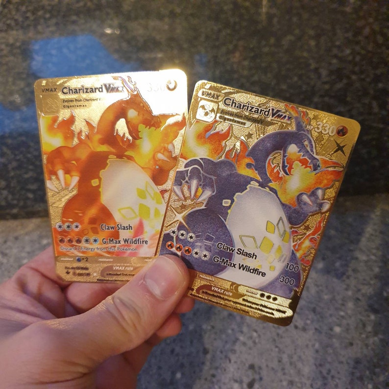 GOLD 2x Shiny Charizard Vmax METAL Champions Path Rainbow Rare | Etsy