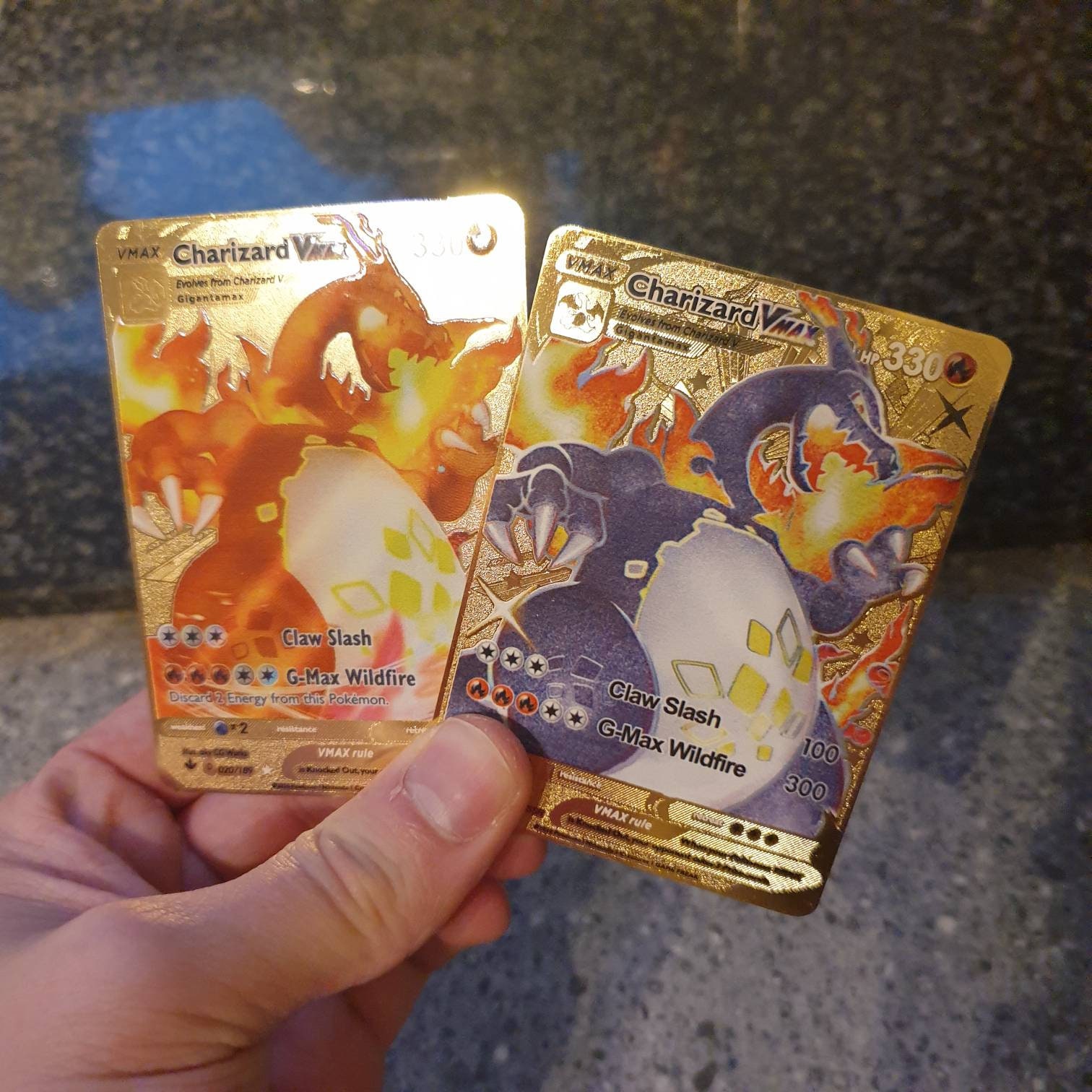 Gold 2x Shiny Charizard Vmax Metal Champions Path Rainbow Rare Etsy