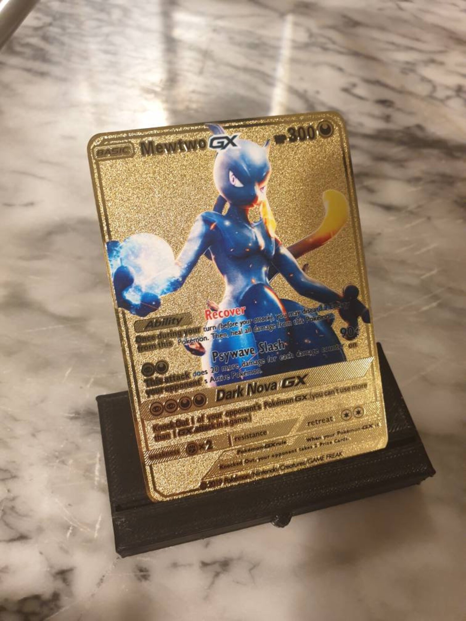 METAL GOLD Shadow Mewtwo GX Custom Pokemon Go Card Amiibo Etsy