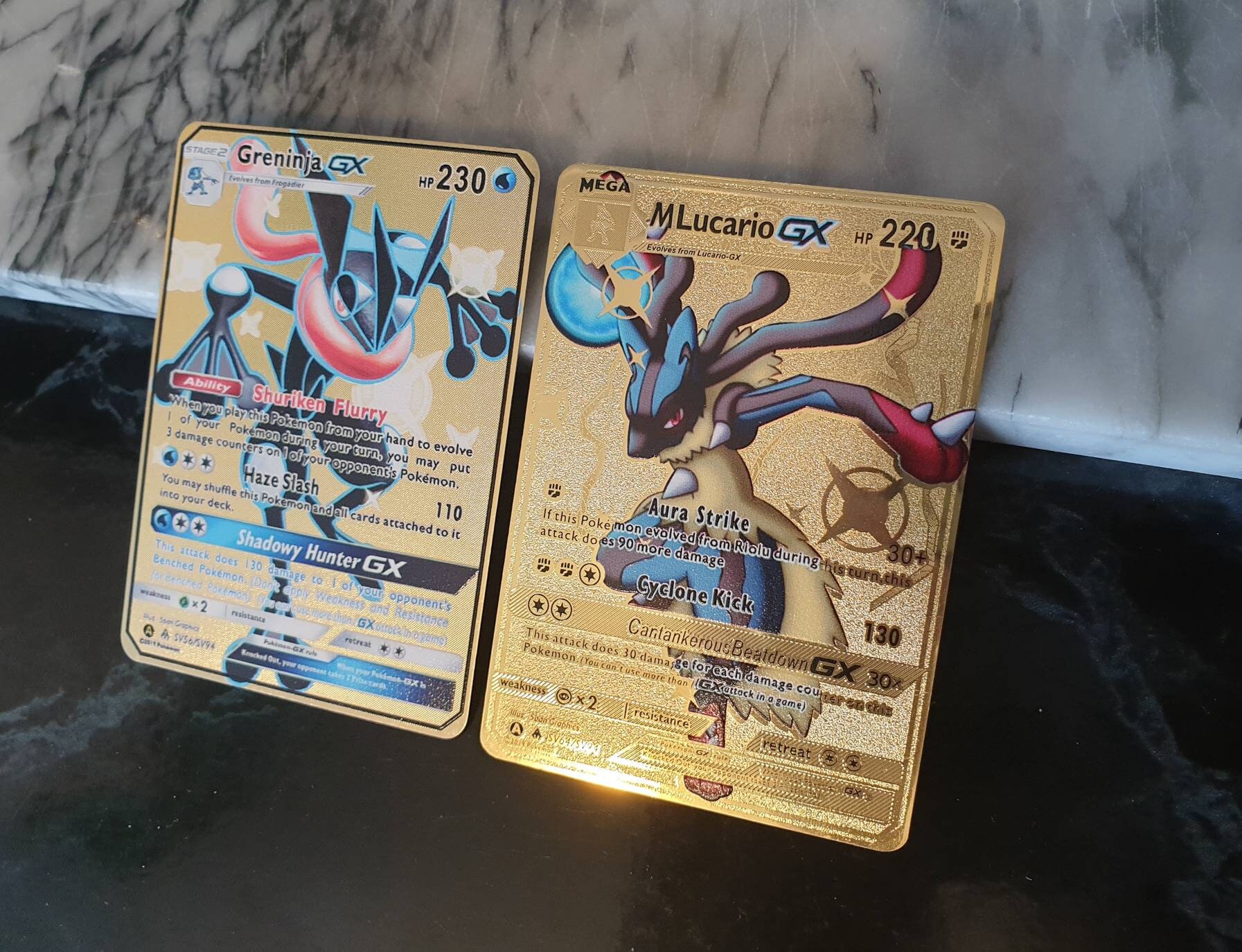 2x Gold Mega Lucario GX & Shiny Greninja GX EX Pokemon Cards Etsy
