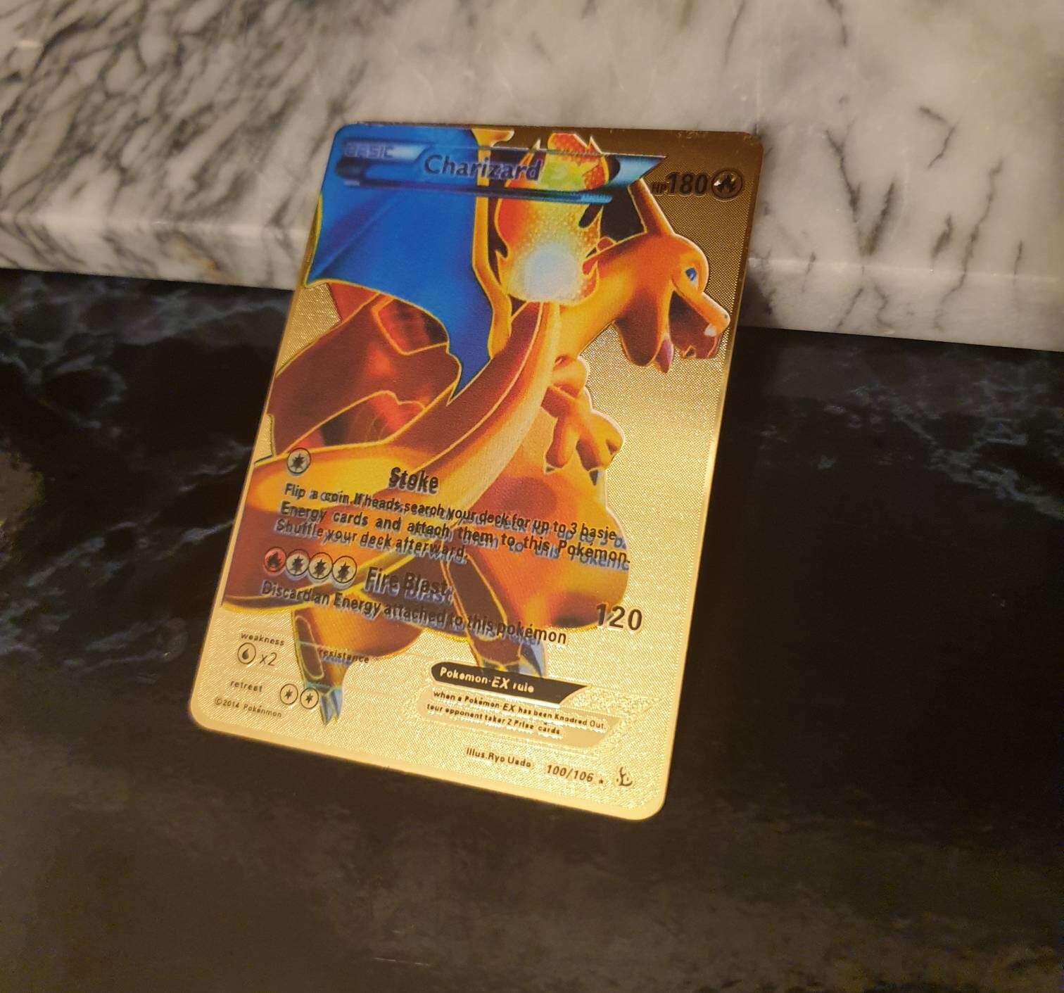 Gold Charizard Ex Pokemon Card Custom 3d Full Art Metal Etsy
