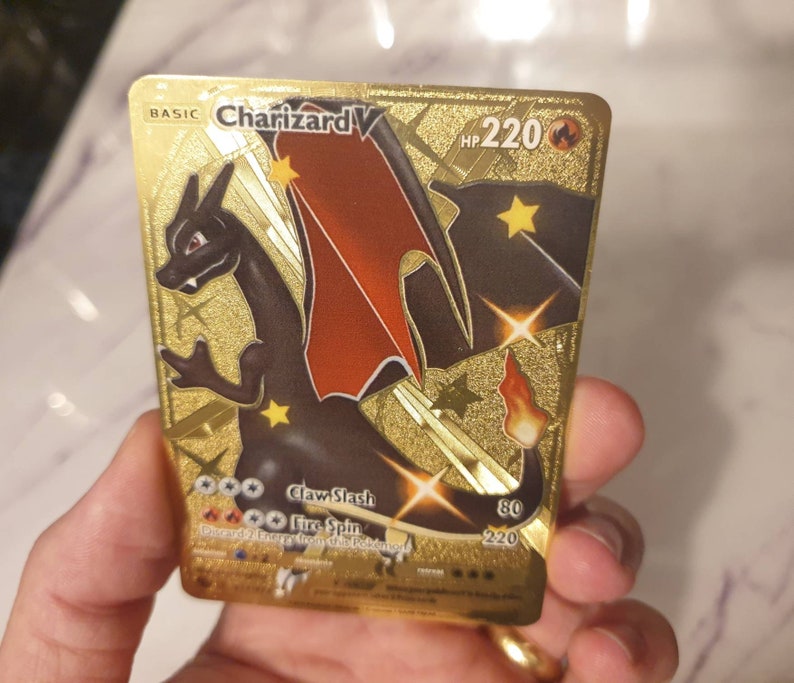 GOLD Shiny Charizard Vmax V METAL Champions Path Rainbow Rare Etsy
