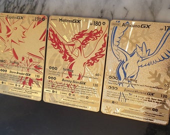 Moltres, Zapdos & Articuno GX Custom Metal Pokemon Cards – AcademGames