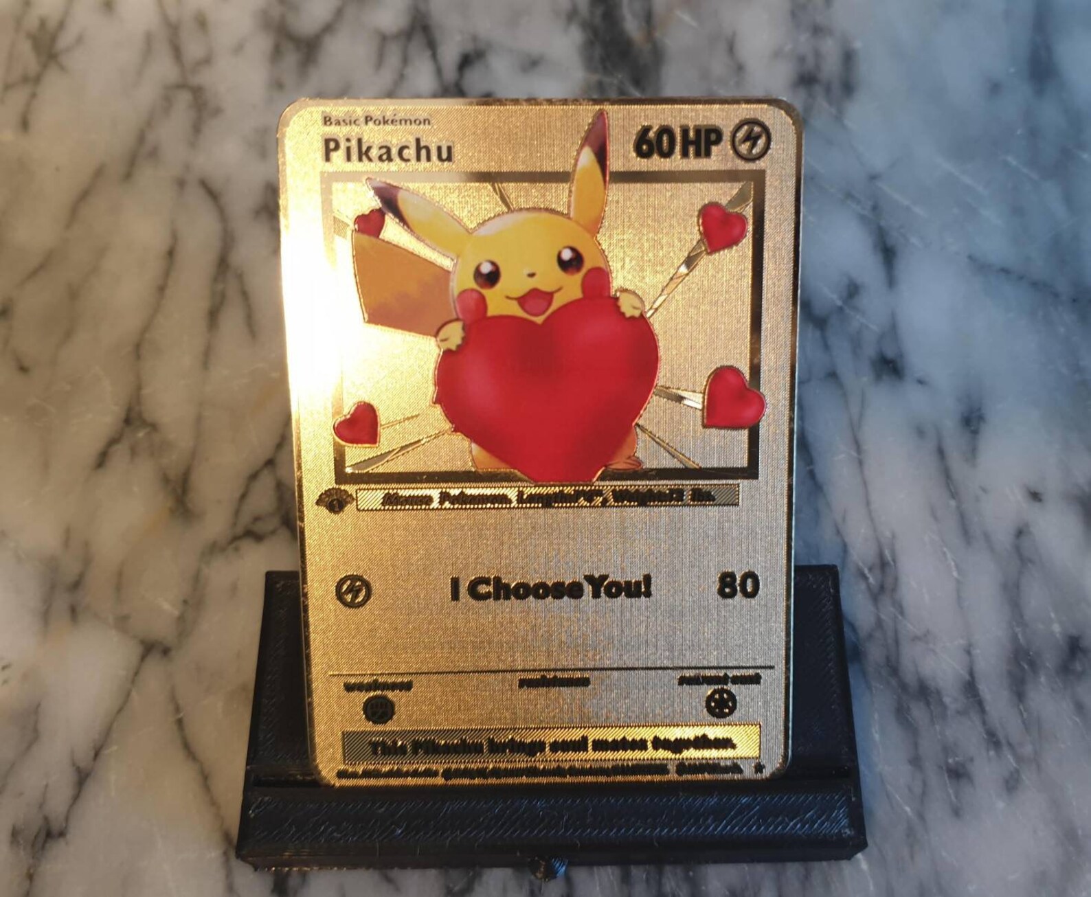 GOLD Anniversary Gift I Choose You Pokemon Card Pikachu Boyfriend Girlfriend Him Her Birthday Valentines Day Metal Love One 1st Year Nerdy 