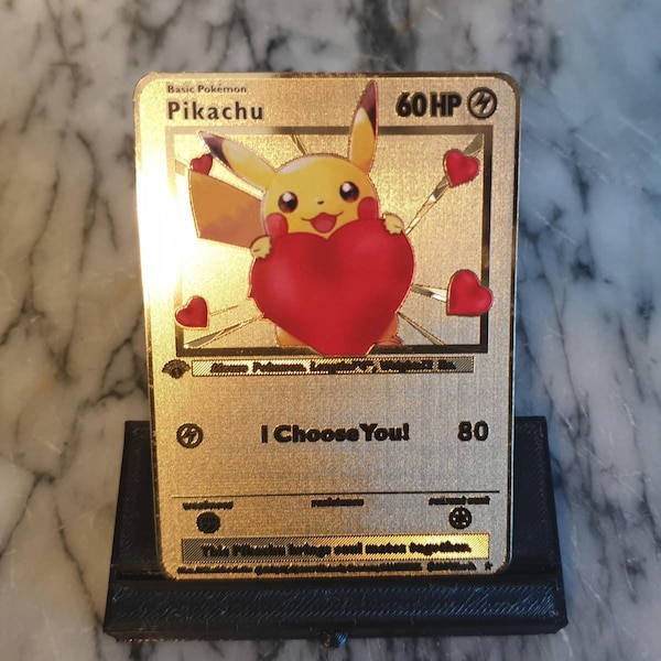 GOLD Pokemon Card Anniversary Gift I Choose You Pikachu Boyfriend Girlfriend Him Her Birthday Metal Love One Year Valentines