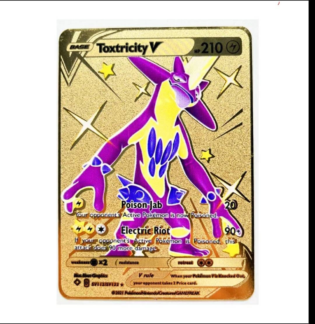 Gold Shiny Toxtricity V Vmax Pokemon Card Secret Ultra Rare Etsy