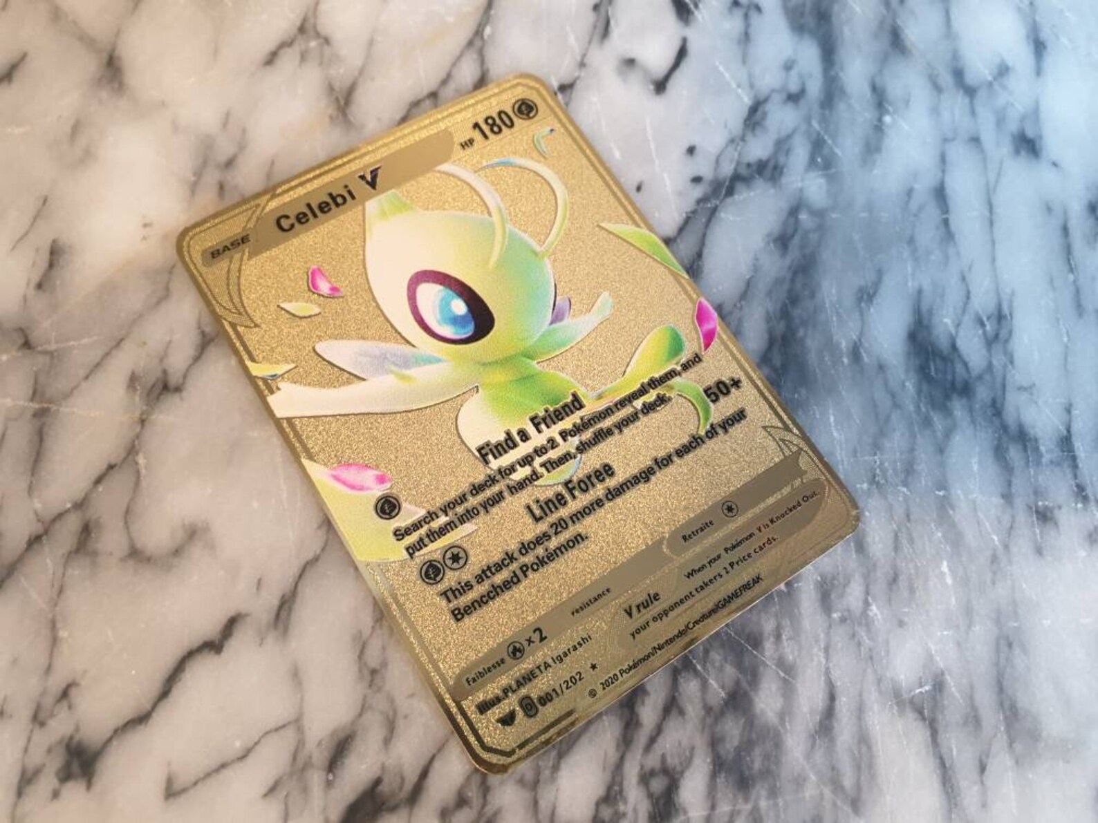 Gold Celebi V METAL Pokemon Card 3d Mega Rare Custom Made Etsy