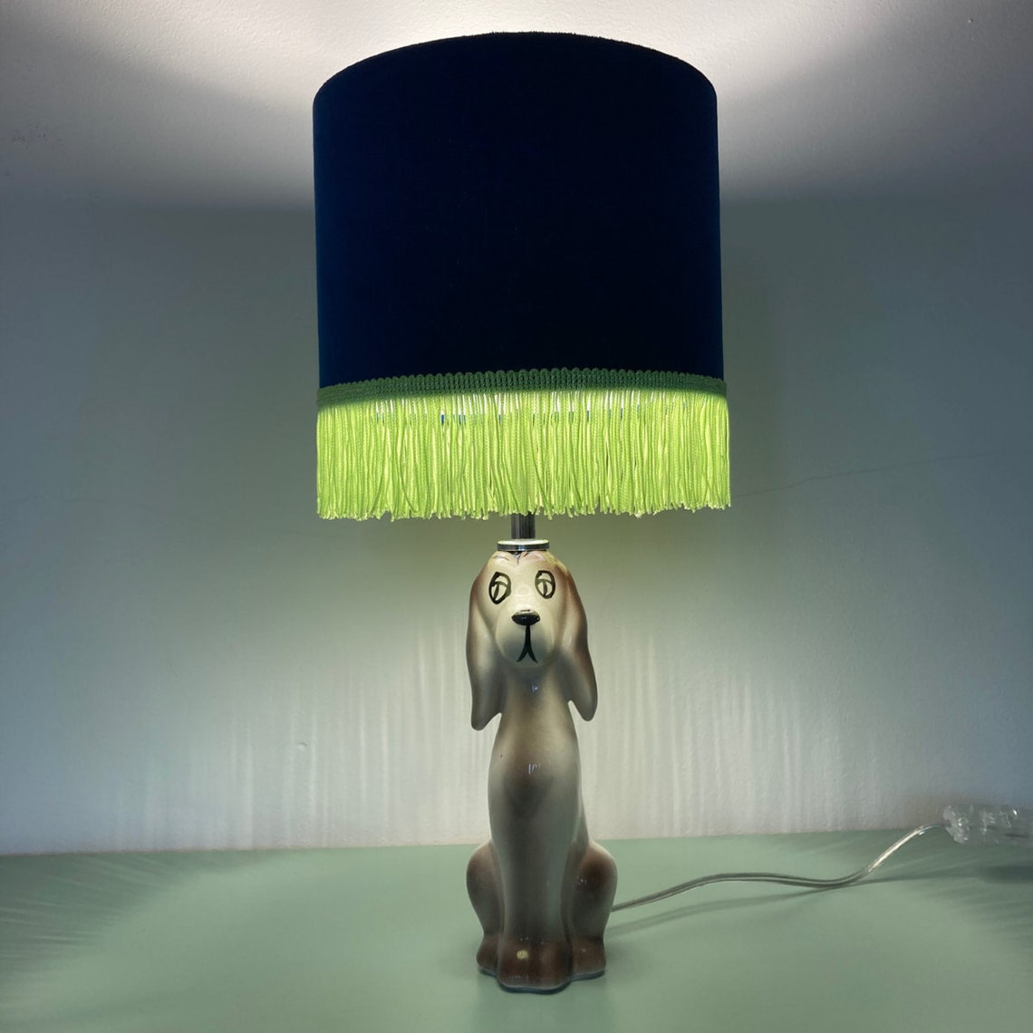 Retro Kitsch Ceramic Dog Lamp With Lampshade Etsy