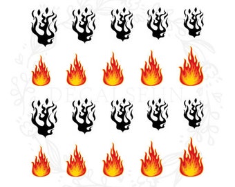 Fire Flames Nail Art Water Decals