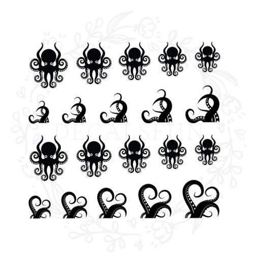 Octopus Tentacles Nail Art Water Decals