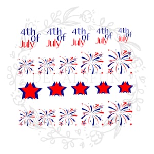 4th July Fireworks Nail Art Water Decals