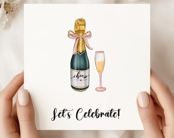 Elegant Champagne Celebration Card: Wedding, Graduation, Birthday