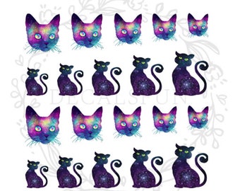Naklejki na paznokcie Galaxy Cat