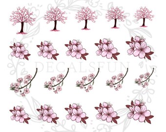 Kersenbloesem bloem boom Sakura Nail Art waterstickers