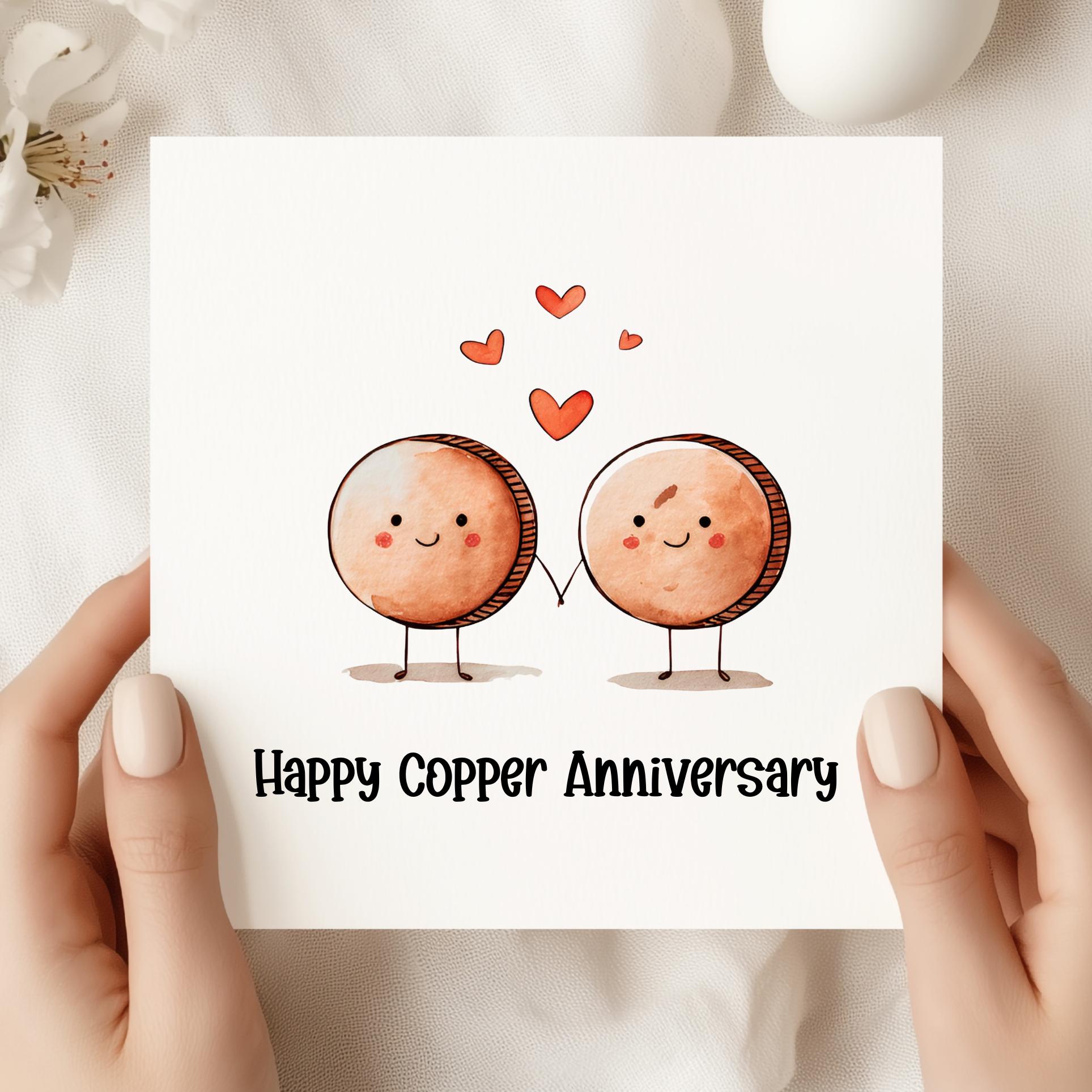 Happy 7th Copper Anniversary Card - Copper Coin Love Design - Etsy